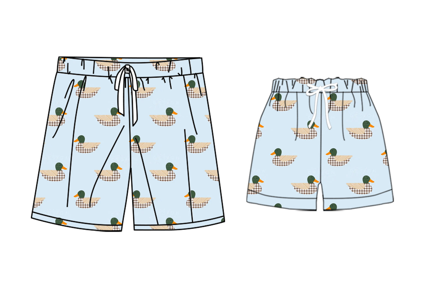25.11.1 custom each style moq 5 eta 6-8 week Sibling Sister duck baby kids clothes summer shorts and adult shorts match design