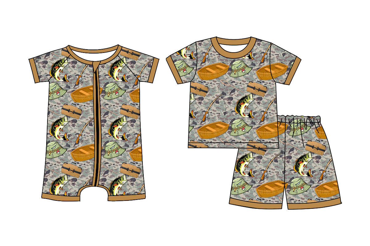Custom moq 5 mix size Sibling Short-Sleeved Zippered Romper And Short Sleeved Shorts Set Baby Boys Outfit