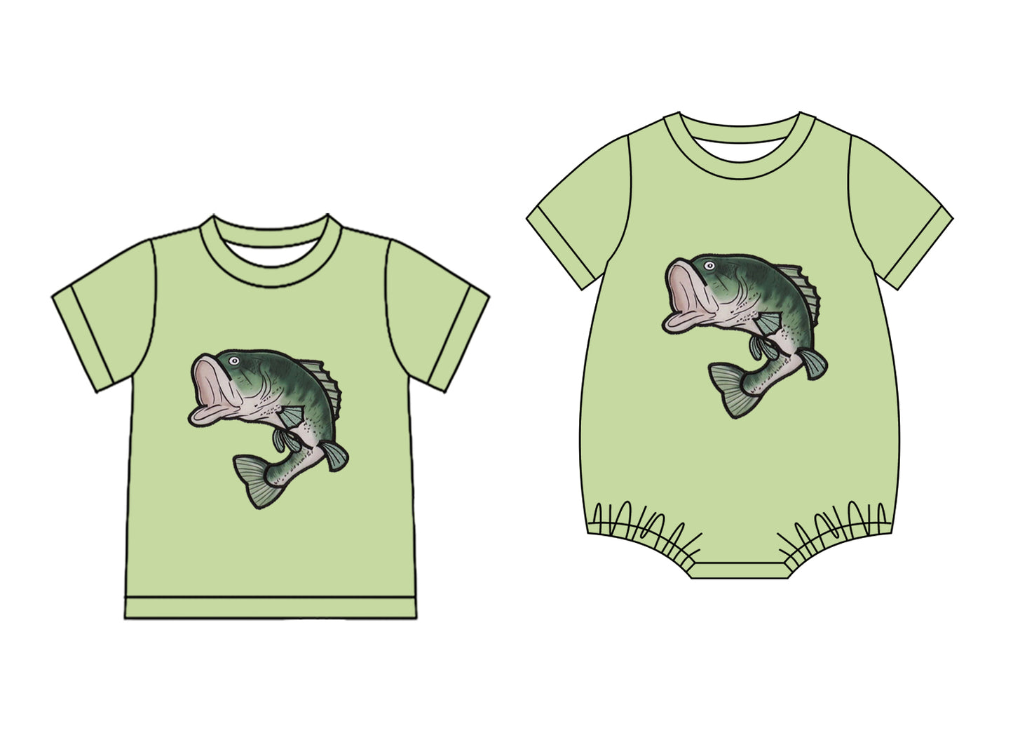 25.10.28 custom each style moq 5 eta 6-8 week Sibling Sister fishing baby boy short sleeve top and rompers match family design