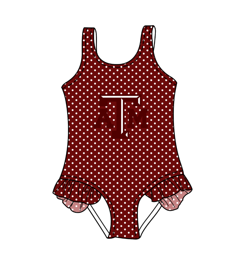 Custom moq 5 mix size milk silk summer teams Red Baby Girl Sleeveless Polka Dot Lace Onesie Swimsuit Cute Summer Beachwear for Little Girls