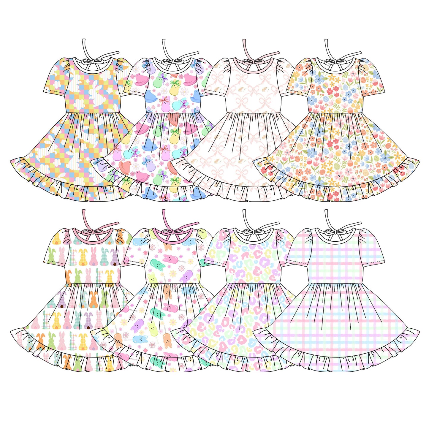 25.10.3 custom each style moq 8 eta 6-8week Sibling Sisters bow baby girl short sleeve dress 8 match family design