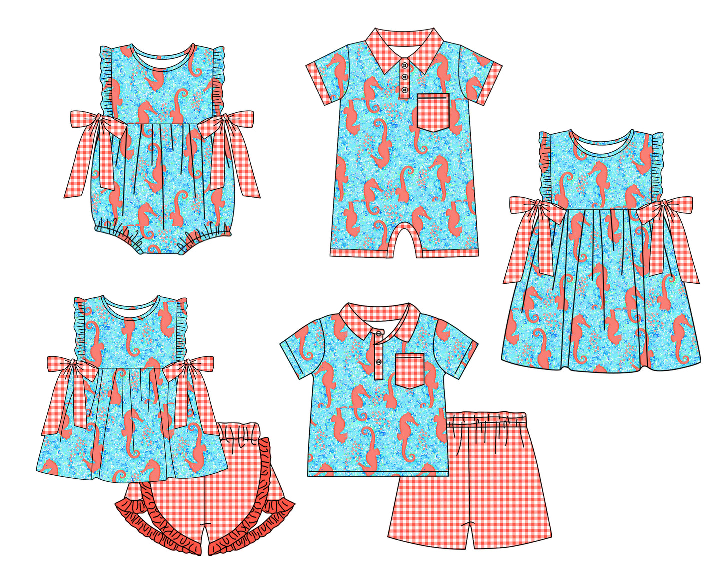 3.10 custom each style moq 5eta 4-6week Sibling Sister baby girl short sleeve shorts sets and sets 2 and boy romper and girl romper and dress match design