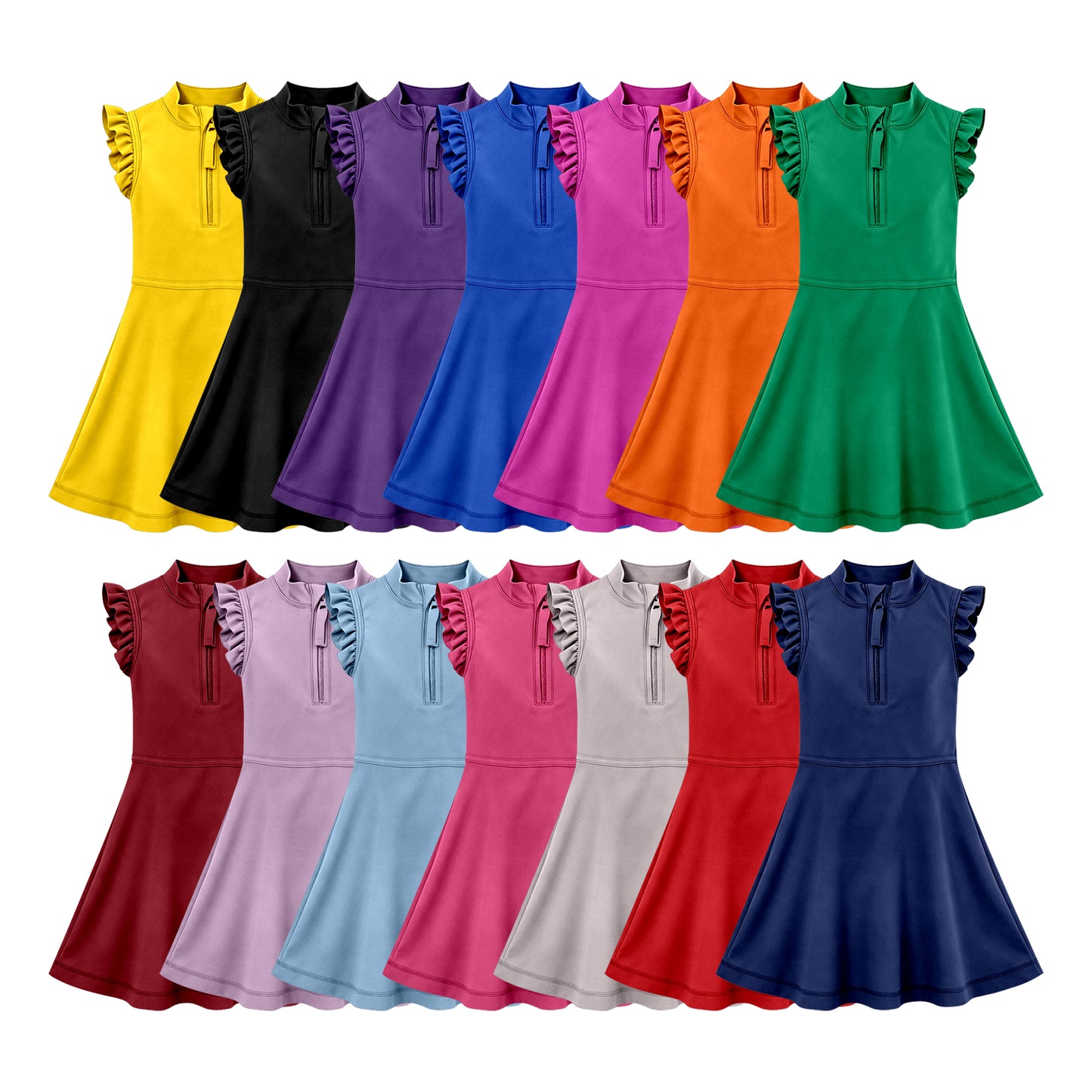4.8 Custom moq 5 mix size Baby Girls Solid Color Lace Sleeveless Zipper Knee-Length Yoga Dress