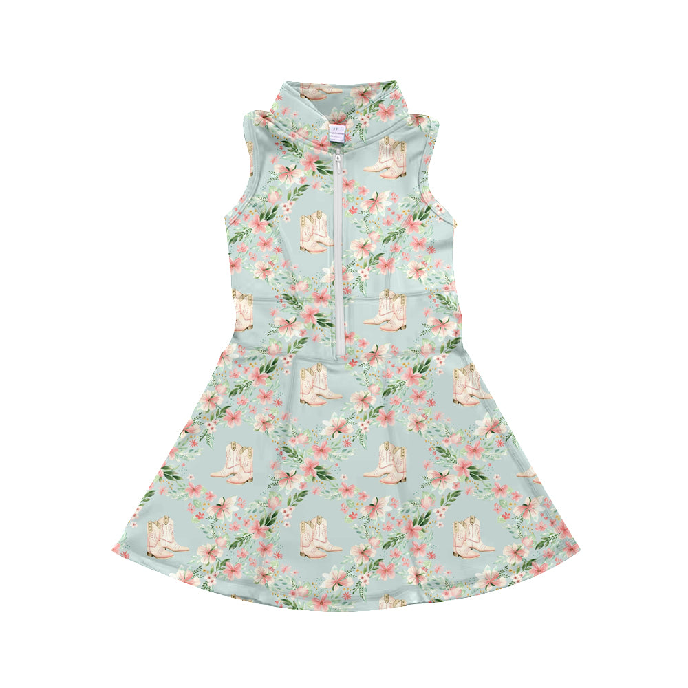 7.2 custom each style moq 5eta 4-6week boot floral baby girls clothes Yoga Wear girls sets and sleeveless dress