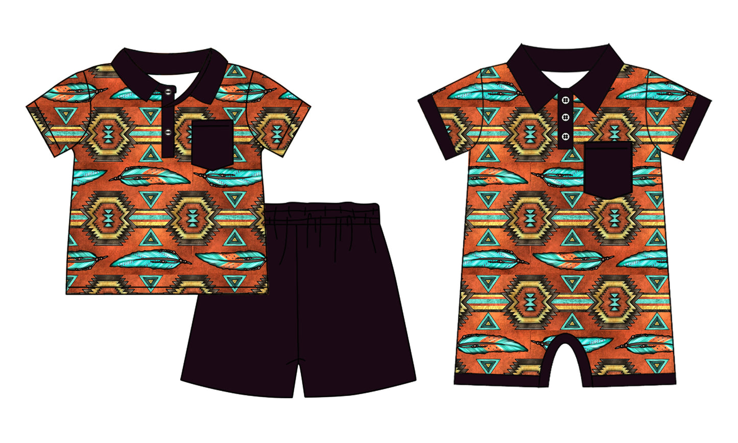 11.22 custom each style moq 5eta 4-6week Sibling Sister geometric baby boy short sleeve shorts sets and rompers match design