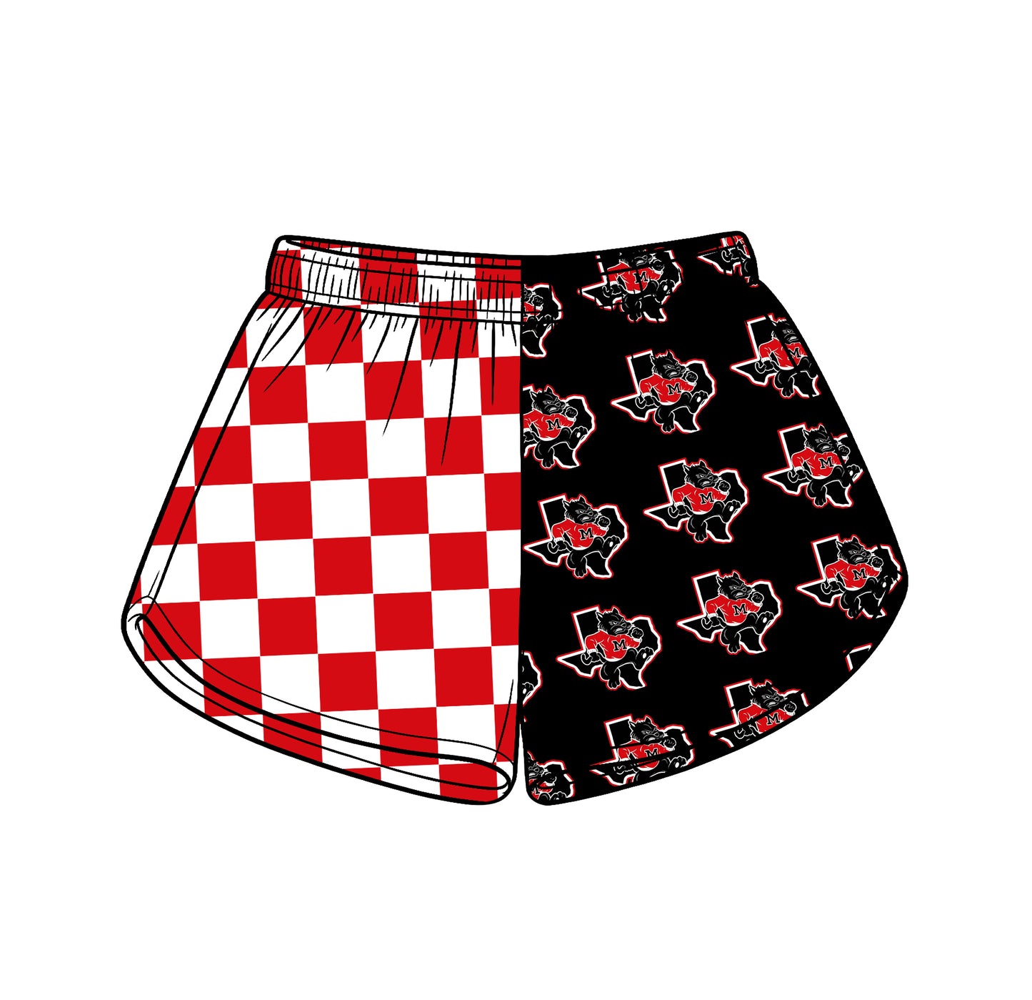 Custom moq 5 mix size milk silk summer teams Adult And Kids Checked Black Patchwork Summer Casual Shorts