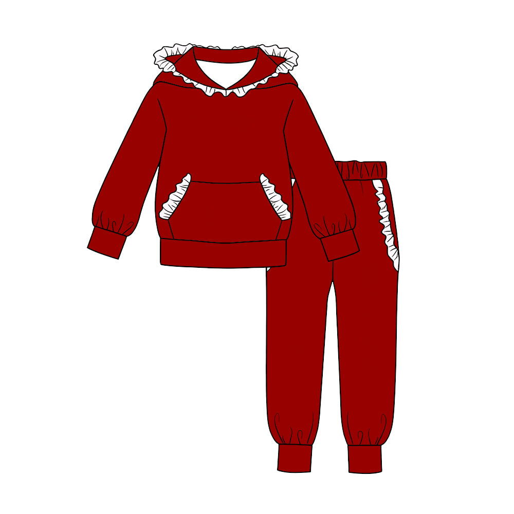 custom moq 5 mix size Solid-color cotton long-sleeve top and pants set (red and white) blank offer custom logo (Copy)