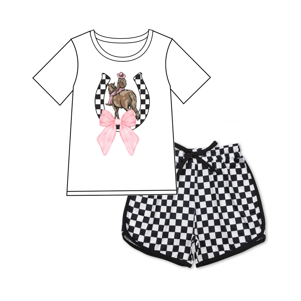 2.19 custom each style moq 5eta 4-6week Sibling Sister bow short sleeve shorts sets and adult sets match design