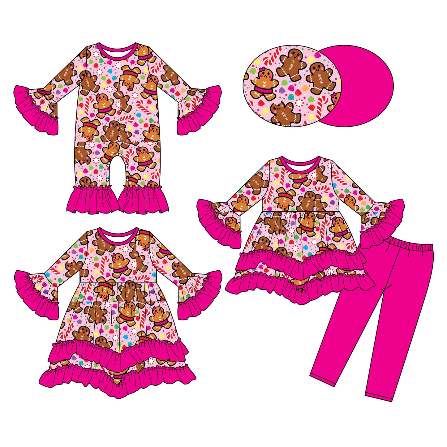 25.6.10 custom each style moq 5eta 4-6week Sibling Sisters Christmas rose red baby girl long sleeve pants sets and dress and rompers match family design