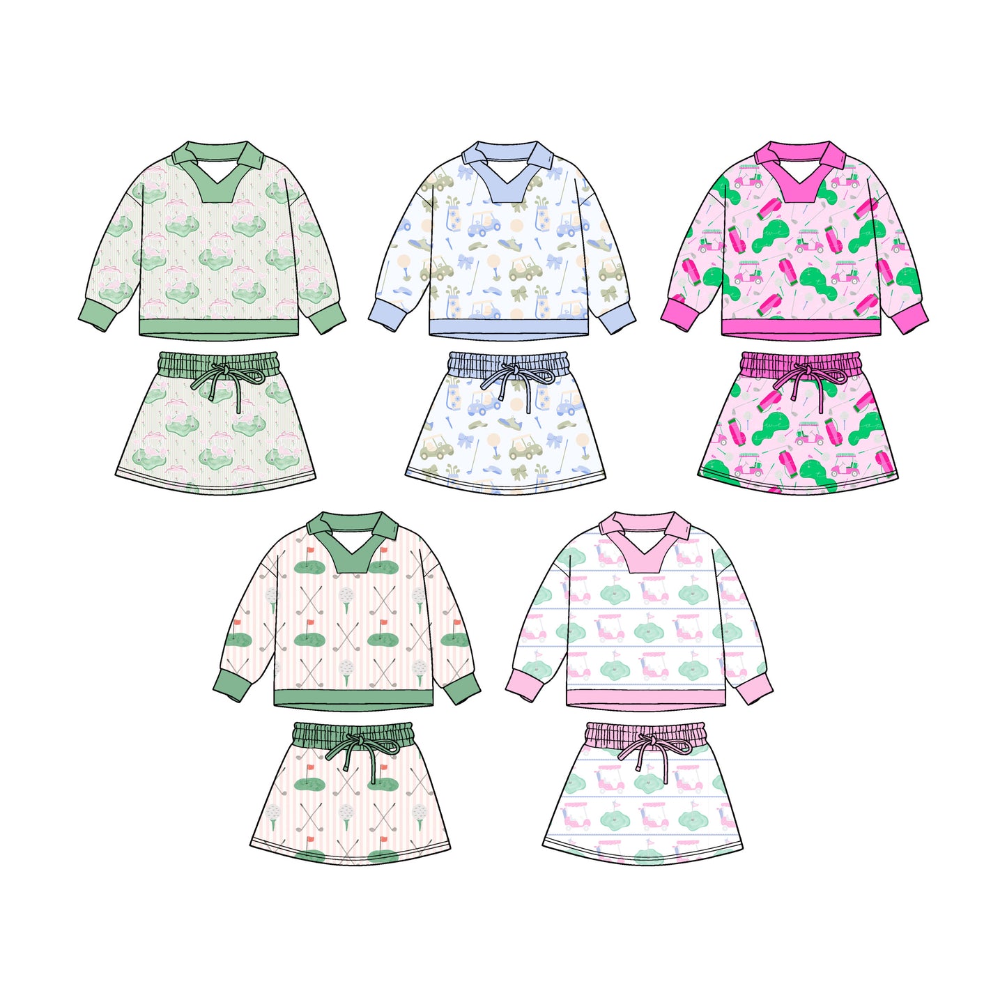 25.11.5 custom each style moq 5 eta 6-8week Sibling Sisters baby girl long sleeve skirts shorts sets 5 match family design