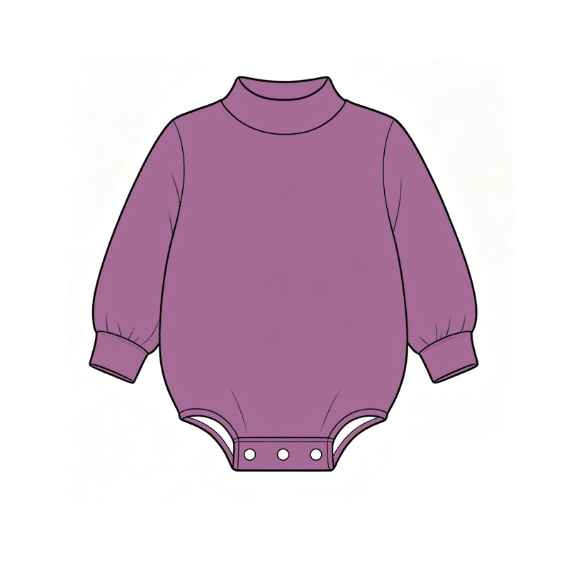 Custom moq 5 boys Blank Cotton Jumpsuit Plum Long-sleeve high-neck Jumpsuit