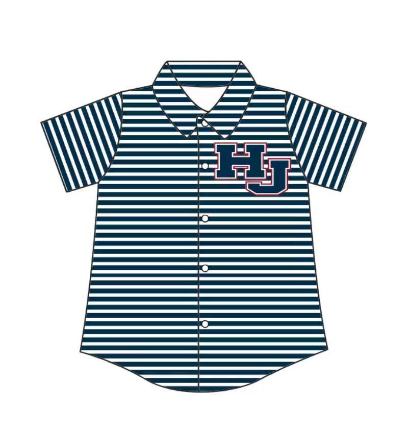 Custom moq 5 mix size milk silk summer teams Baby Boys Stripes Short Sleeve Button Shirts Top