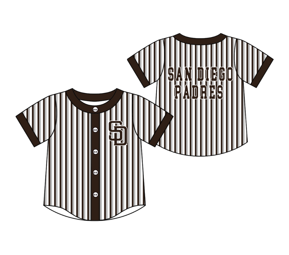 Custom moq 5 mix size milk silk summer teams Black Striped Short-Sleeved Button-Down Shirt for Baby Boy Outfit