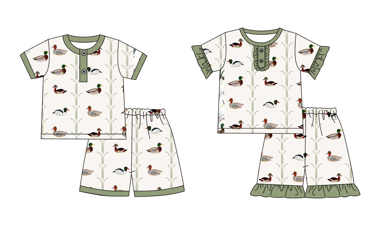 11.1 custom each style moq 5eta 4-6week Sibling Sister duck baby girl short sleeve shorts sets 1 and sets 2 match design