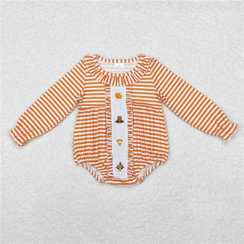 RTS NO MOQ(In Stock ) LR1300 Embroidered Turkey Long Sleeve Bodysuit