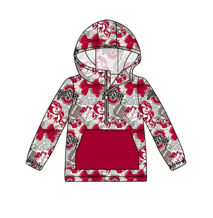 Custom moq 3 eta 6-7weeks team baby boys clothes OHIO hooded long sleeve top