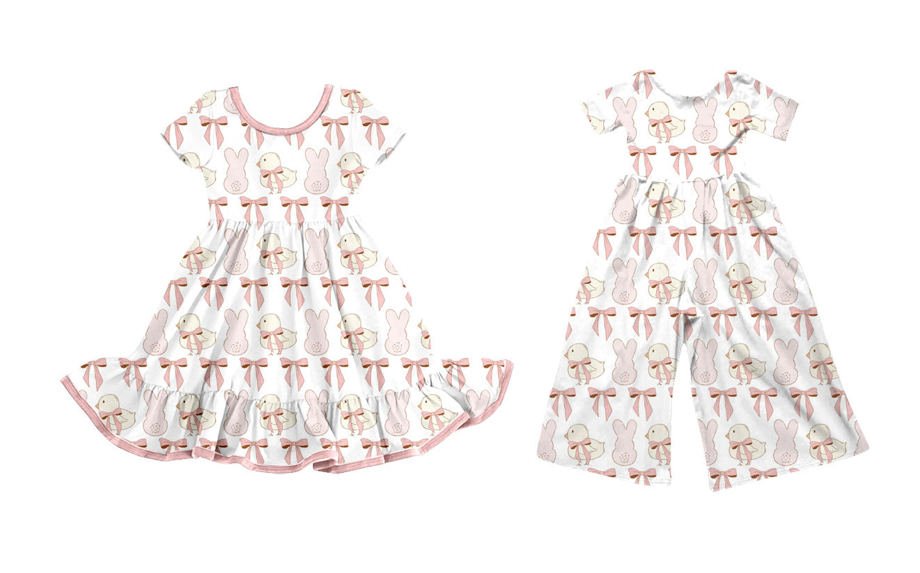 25.9.22 custom each style moq 8 eta 6-8week Sibling Sisters bow baby girl long sleeve dress and jumpsuit match family design