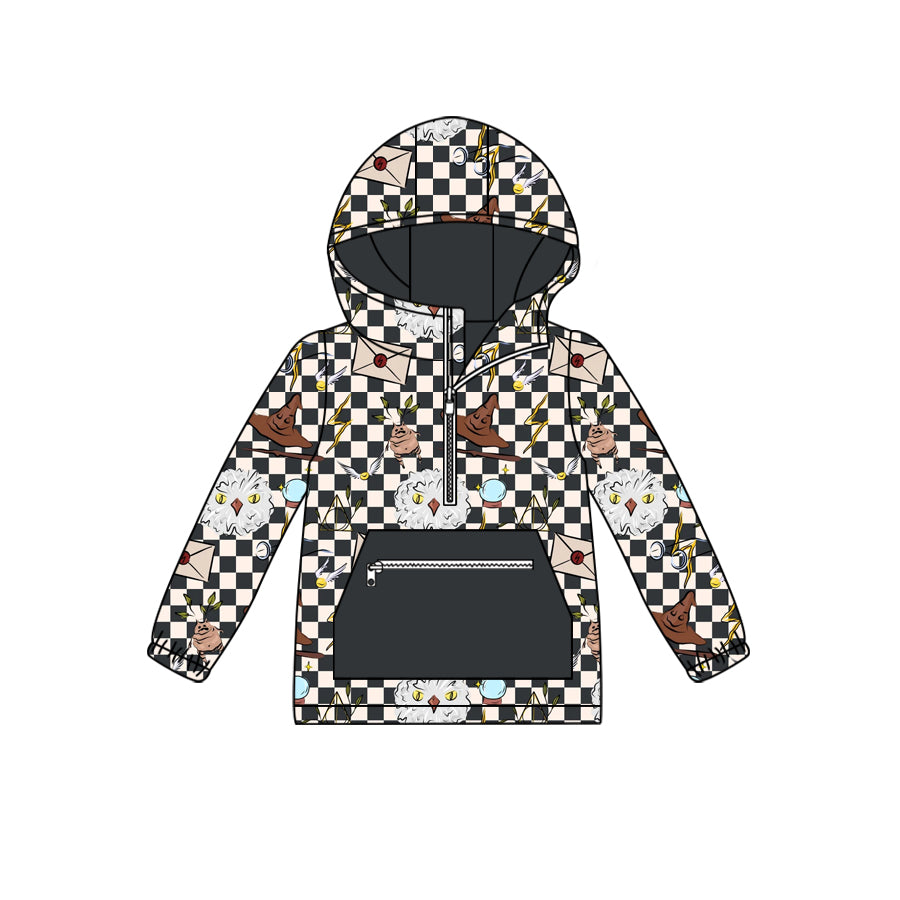 6.21 custom each style moq 5 eta 4-6week baby boys grid hooded long sleeve top