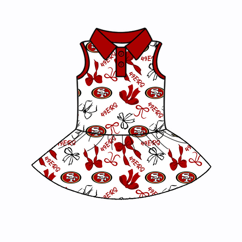Custom moq 5 mix sizes summer teams baby girls clothes team red short sleeve skirts shorts sets 1 and skirts sets 2 and dress 1 and dress 2 and dress 3 and dress 4-25.6.5