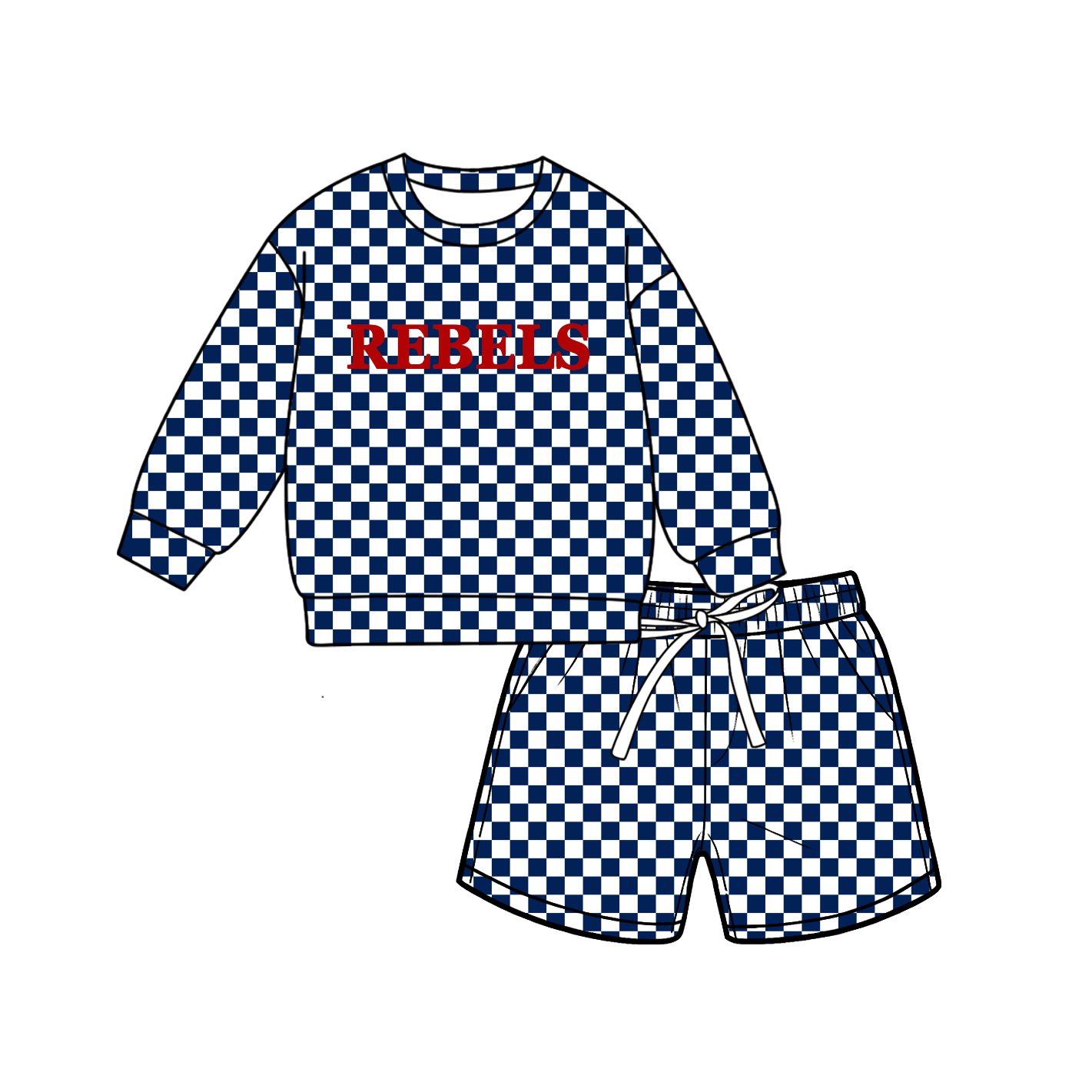 custom moq 5 mix size MSD070403 Baby Kids Plaid Long Sleeve Top And Shorts Set