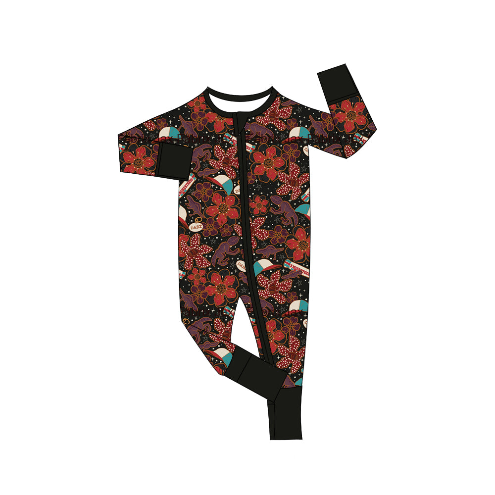 5.9custom each style moq 5eta 4-5week Sibling Sister Starfish Lizard Hat Print Black boys set and dress and Jumpsuits and baby romper match family design