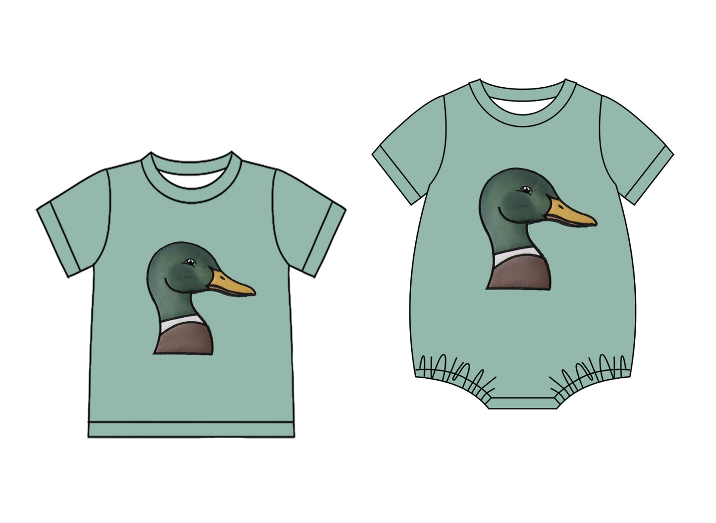 25.10.28 custom each style moq 5 eta 6-8 week Sibling Sister duck baby boy short sleeve top and rompers match family design
