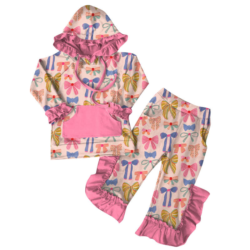 25.10.15 custom each style moq 5 eta 6-8week Sibling Sisters baby girl hooded long sleeve pants sets 2 match family design
