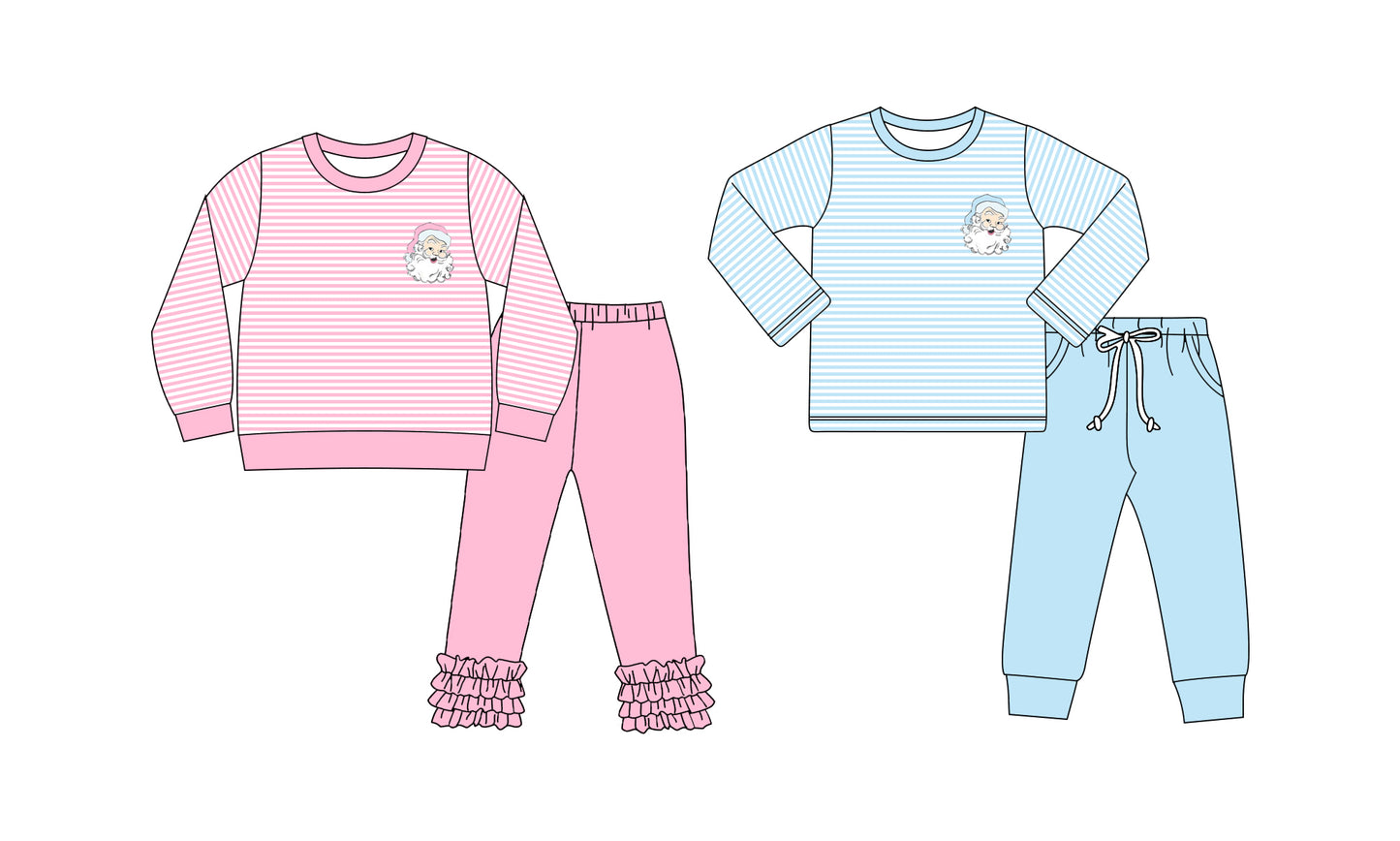 25.7.29 custom each style moq 5eta 4-6week Sibling Sisters Christmas baby boy long sleeve pants sets 1 and sets 2 match family design