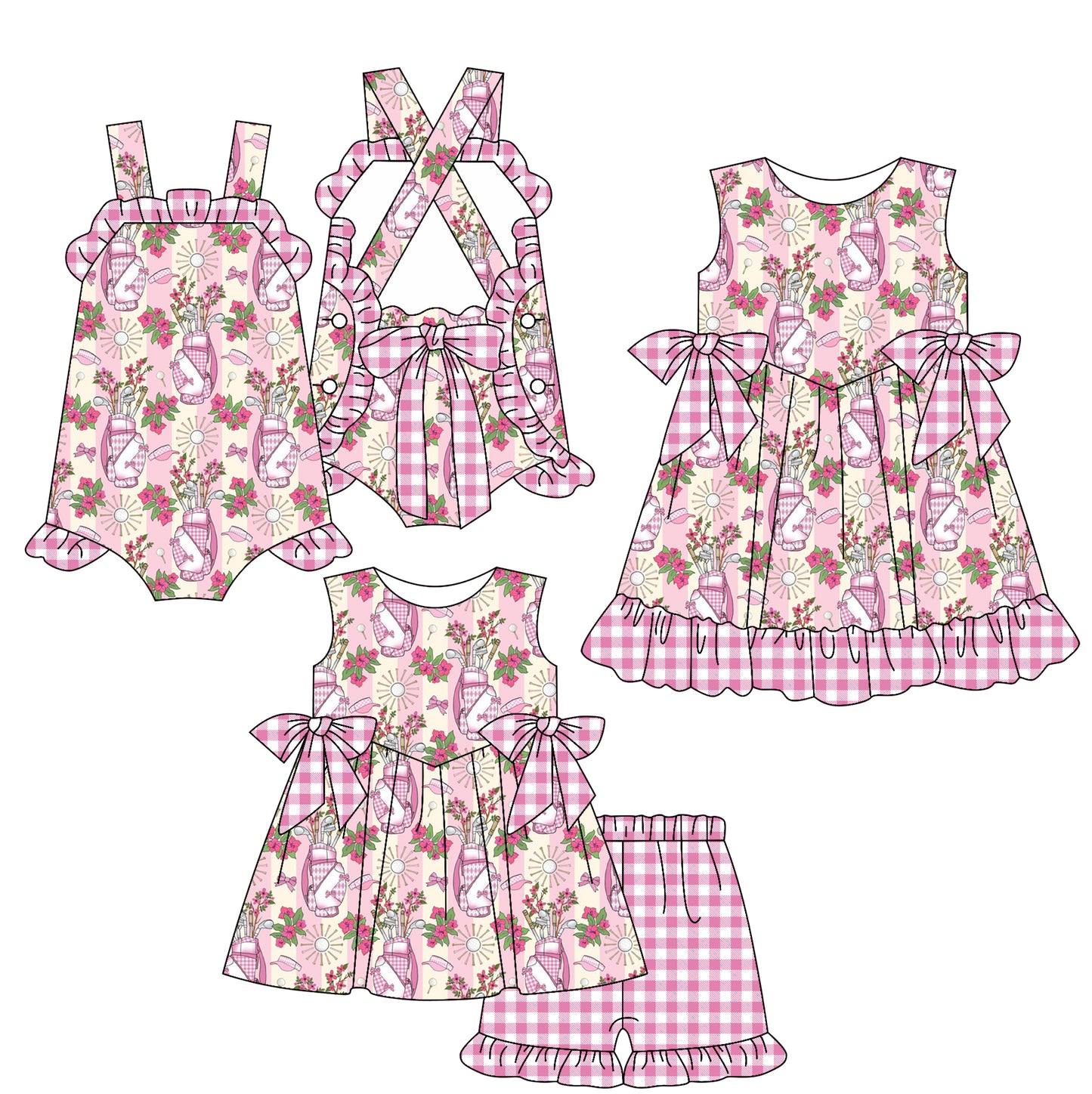 25.12.9 custom each style moq 5 eta 6-8week Sibling Sister floral baby short sleeve shorts sets and romper and dress match design
