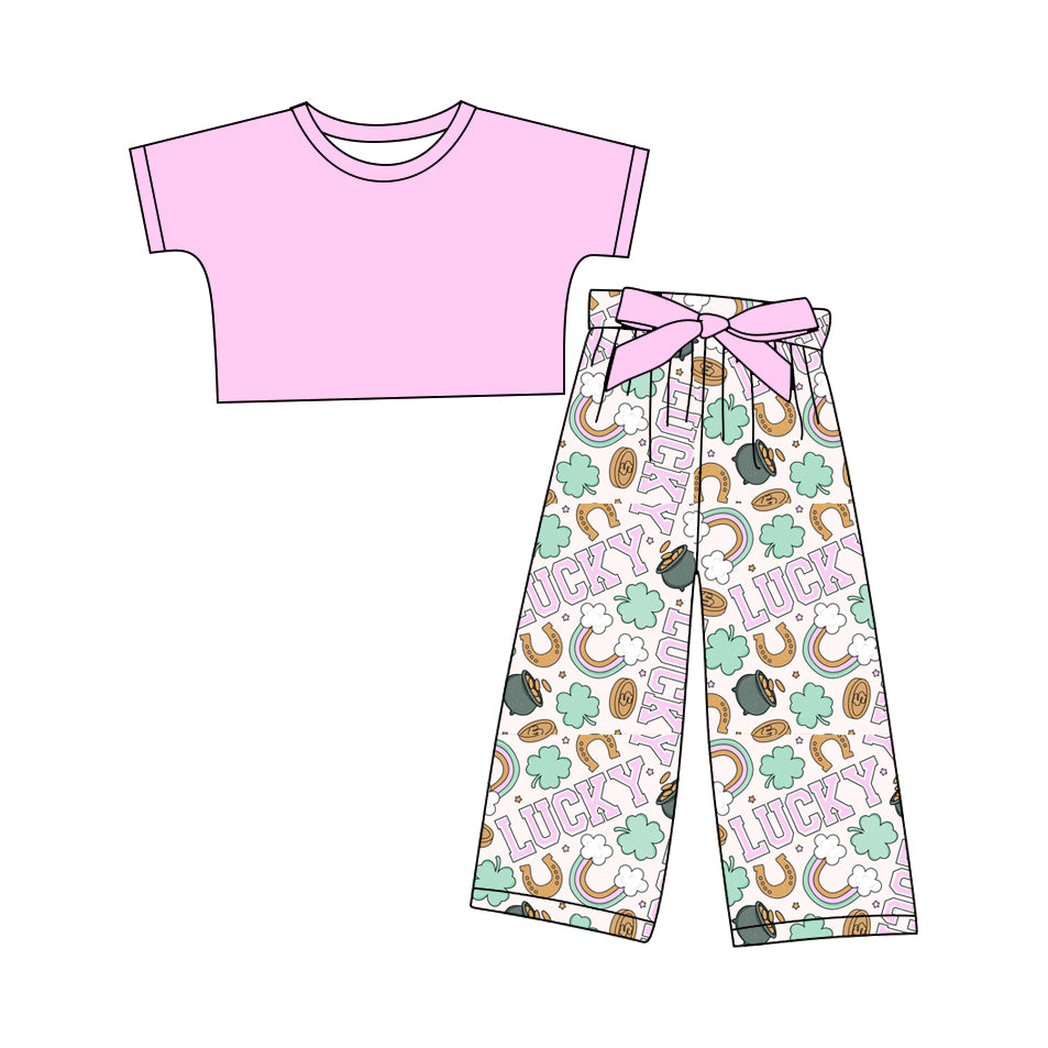 12.10 custom each style moq 5eta 4-6week Sibling Sister lucky baby girl sets and sets 2 match family design
