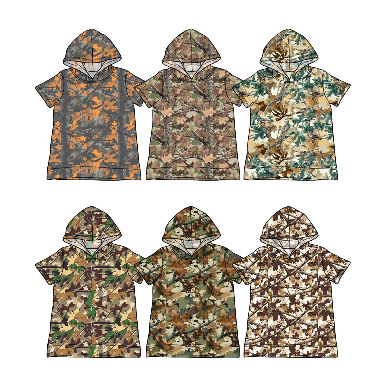3.3 Custom moq 5 mix size Sibling Baby Boy Camouflage Short-Sleeved Hooded Top Comfortable Kids' Clothing for Boys
