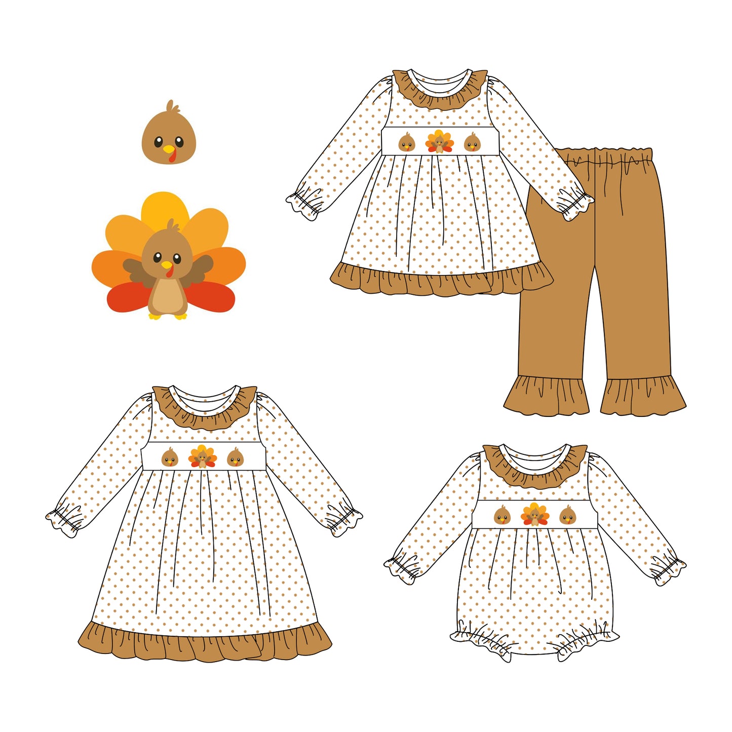 25.7.17 custom each style moq 5eta 4-6week Sibling Sisters turkey baby girl long sleeve pants sets and dress and rompers match family design