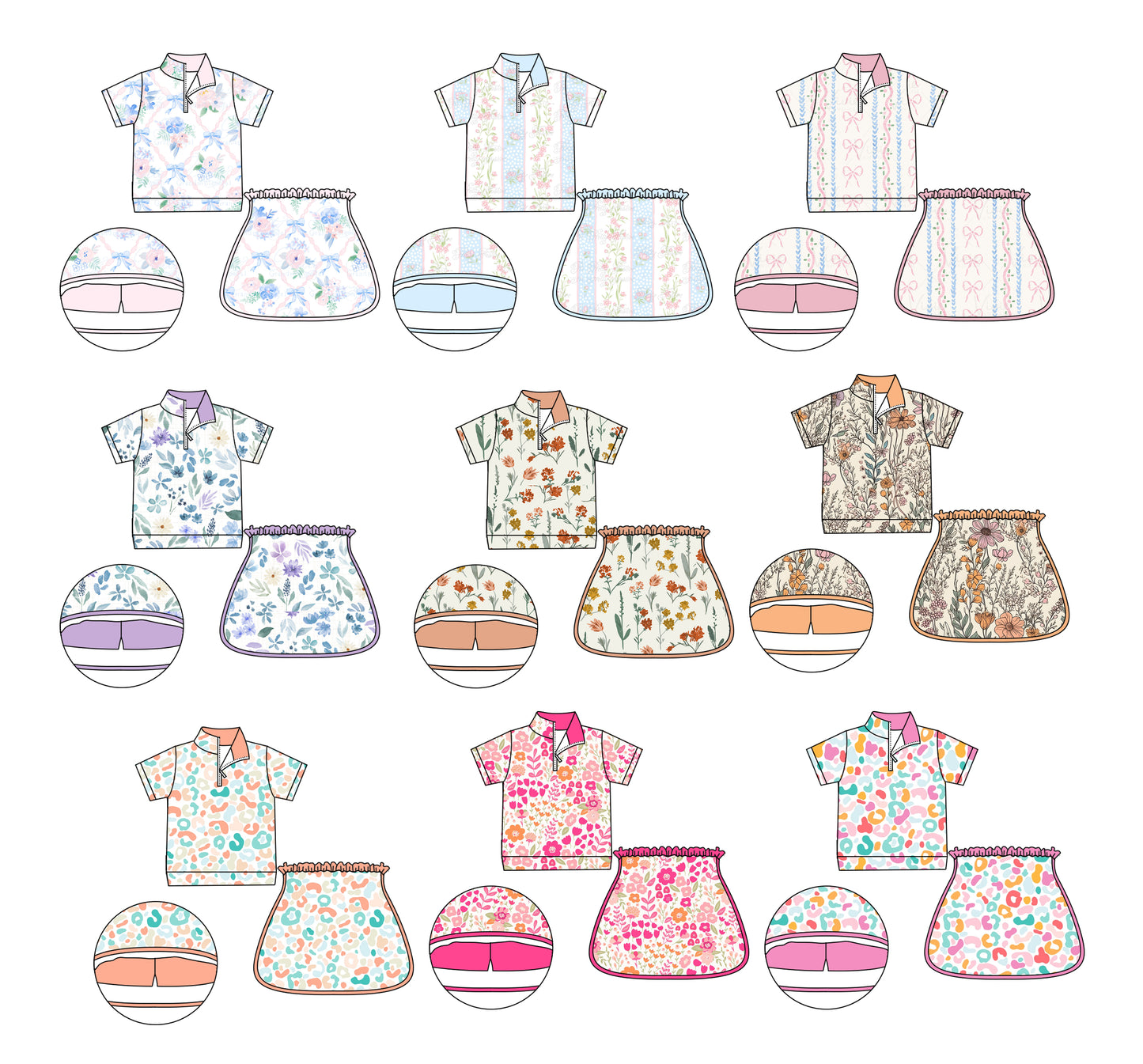 12.17 custom each style moq 5eta 4-6week Sibling Sister baby boy short sleeve shorts fish sets 1 and easter sets 2 and set 3 match design