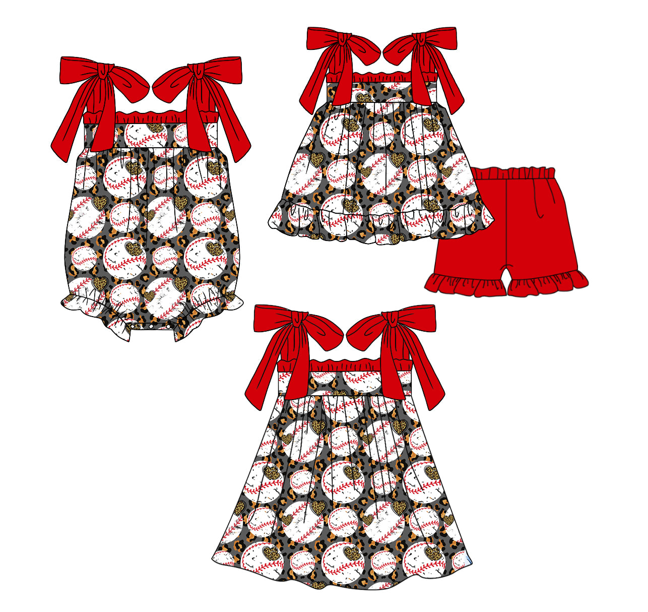 12.12 custom each style moq 5eta 4-6week Sibling Sister baseball baby girl short sleeve shorts sets and dress and rompers match family design