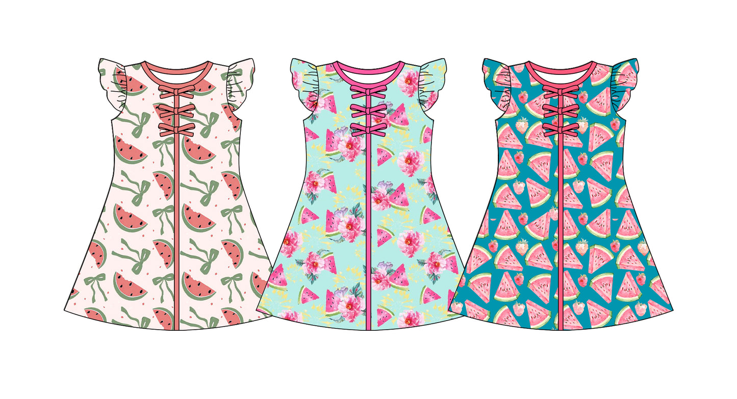 Custom moq 5 mix size Sibling Baby Girl's Flying sleeves Dress Cute Toddler Girls' Summer Casual Dress