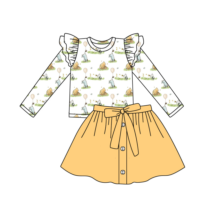 6.15 custom each style moq 5eta 4-6week Sibling Sister bear orange baby girls sets and dress match family design