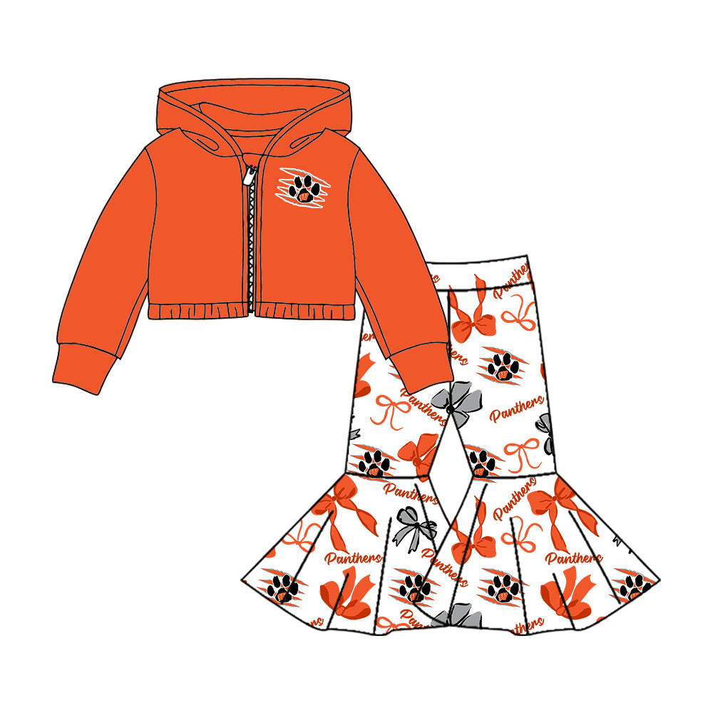 Custom moq 5 mix size milk silk summer teams baby girls clothes bow orange short sleeve pants sets and hooded long sleeve pants sets-25.7.25