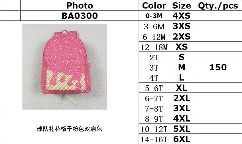 RTS NO MOQ(In Stock) BA0300 Team Fireworks Plaid Pink Backpack