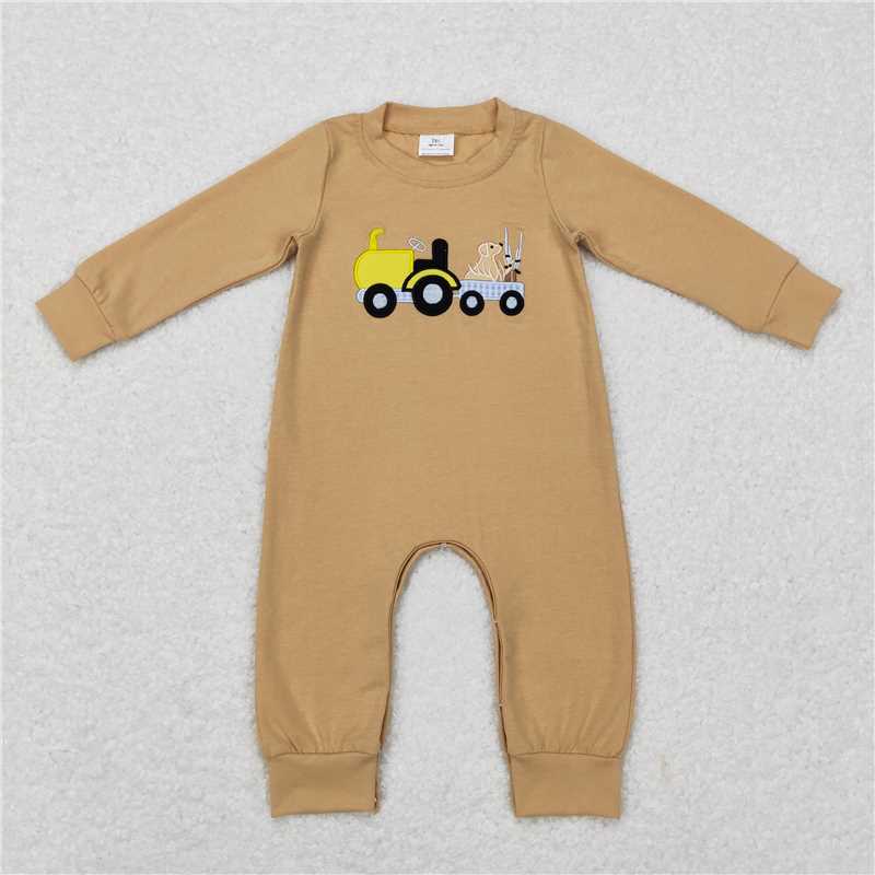 RTS NO MOQ(In Stock) LR0729 Baby boy clothes long-sleeved bodysuit with embroidered