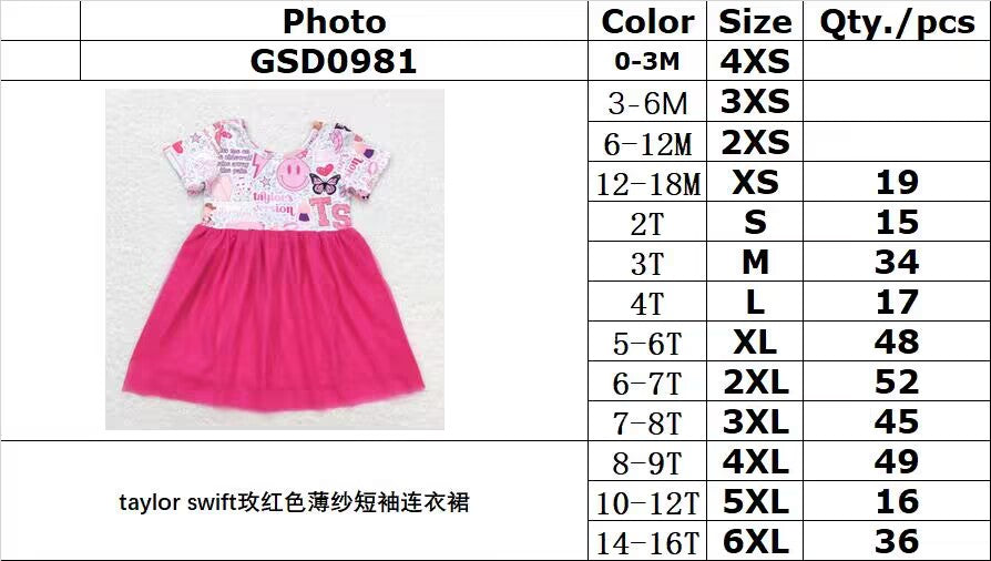 Cute Clothes GSD0981 Pink Short-Sleeved Dress for Baby Girl Cute Clothing