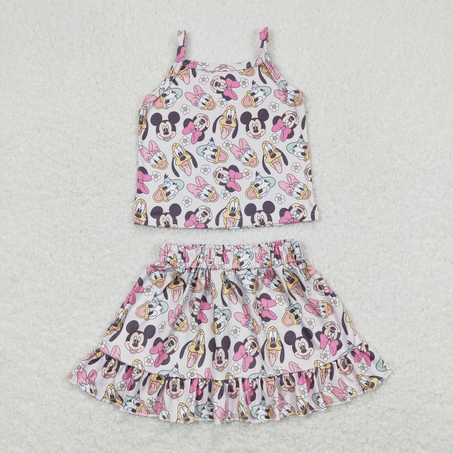 Cute Clothes GSD0872 Baby Girls Straps Top Bows Skirts Clothes Sets