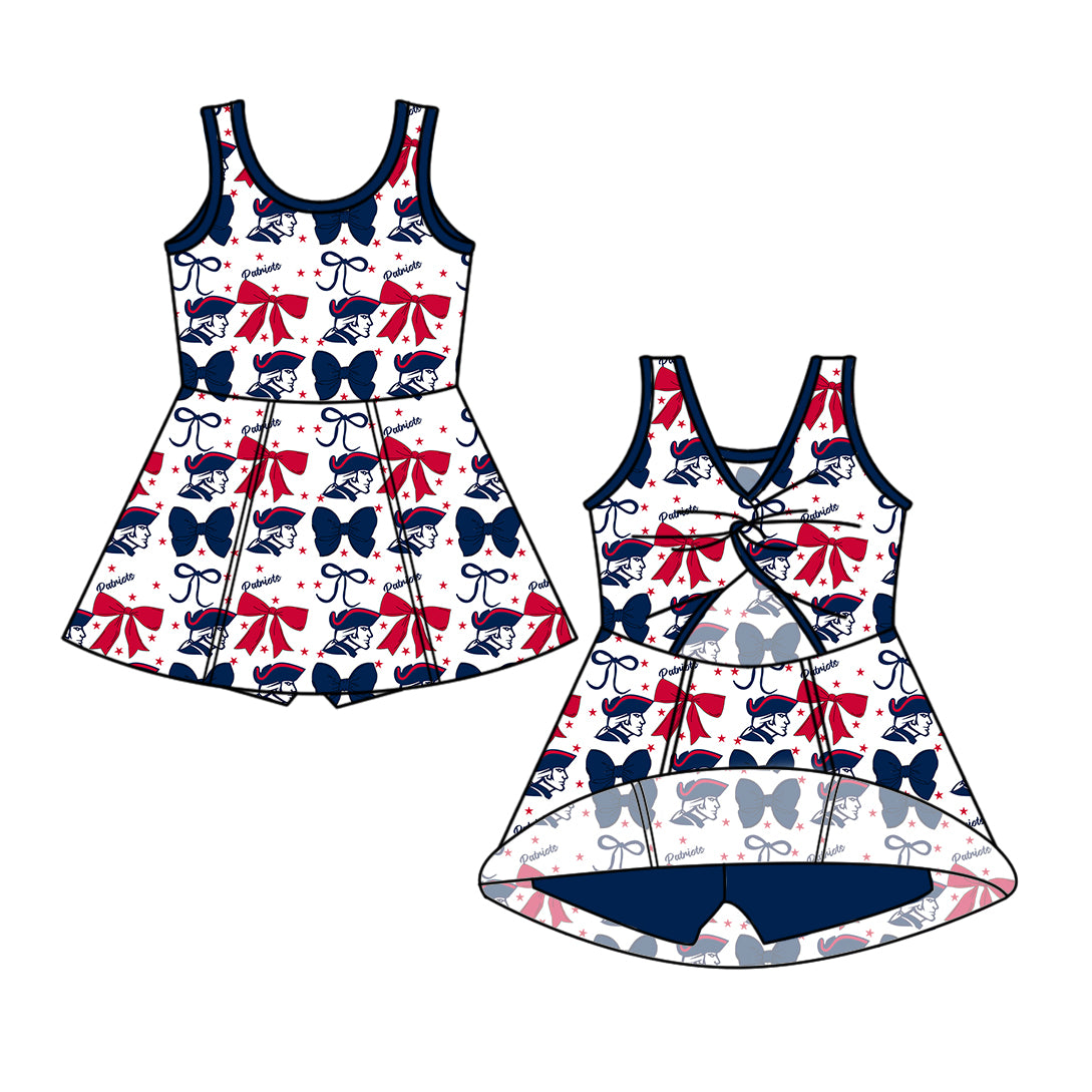 Custom moq 5 mix size milk silk baby girls clothes team bow dark blue hooded long sleeve tops and and skirts sets and dress and shorts-25.7.17