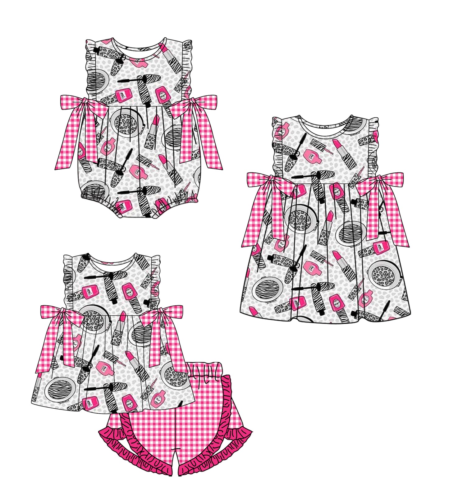2.11 custom each style moq 5eta 4-6week Sibling Sisters baby girl short sleeve shorts sets and dress and rompers match family design
