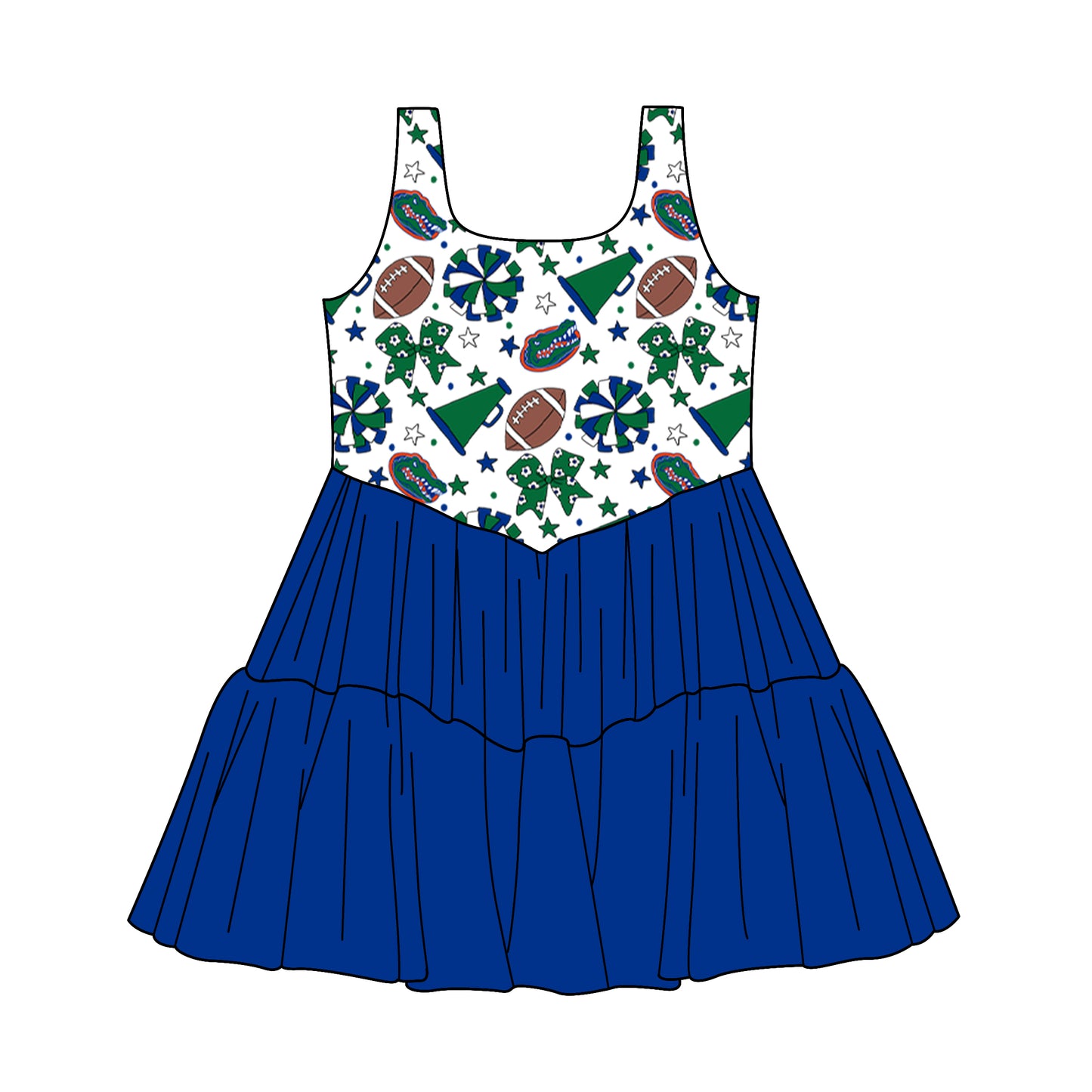 Custom moq 5 mix size milk silk summer teams Baby Girls Sleeveless Blue Knee-Length Dress Cute Clothing for Little Girls
