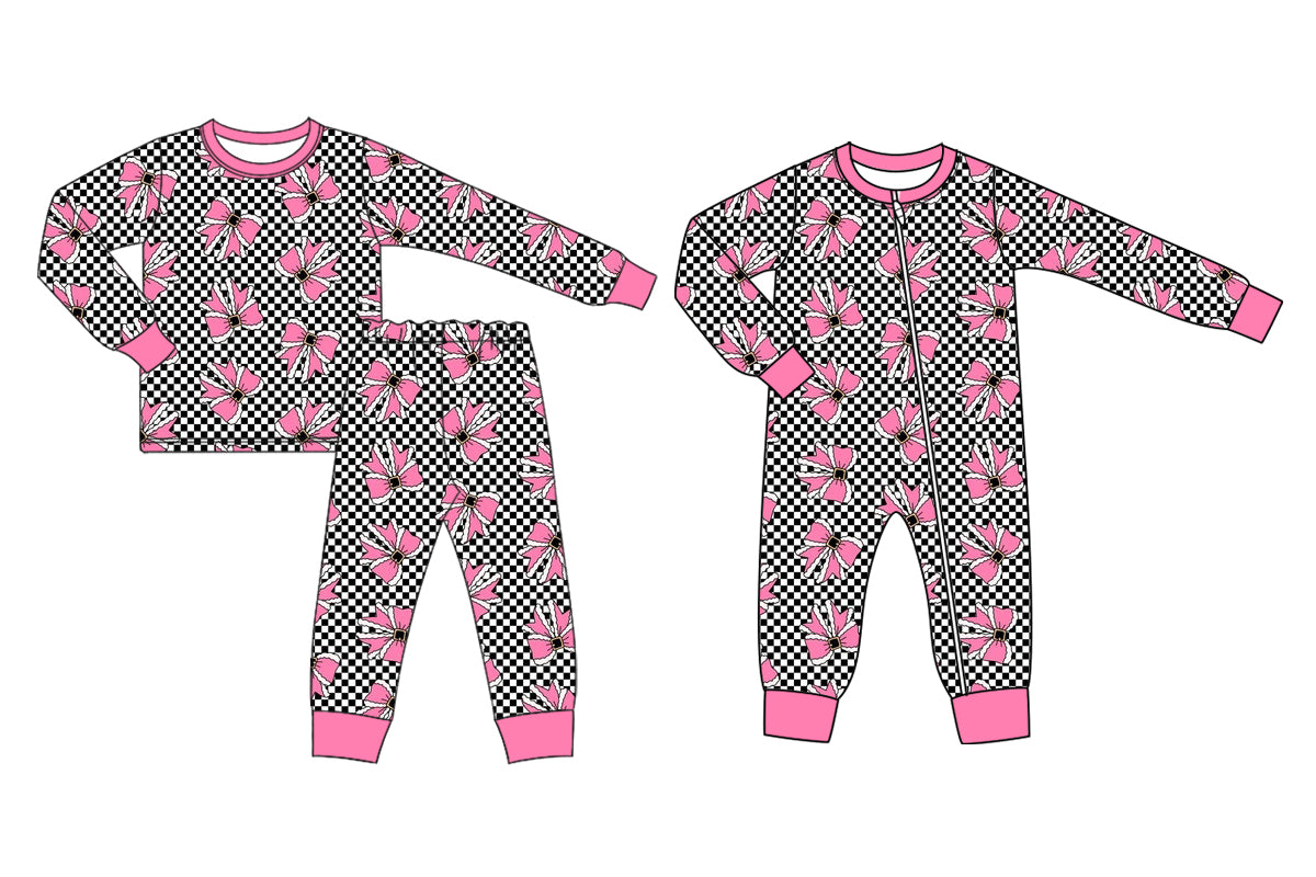 25.6.20 custom each style moq 5eta 4-6week Sibling Sisters bow baby girl long sleeve pants sets and rompers match family design