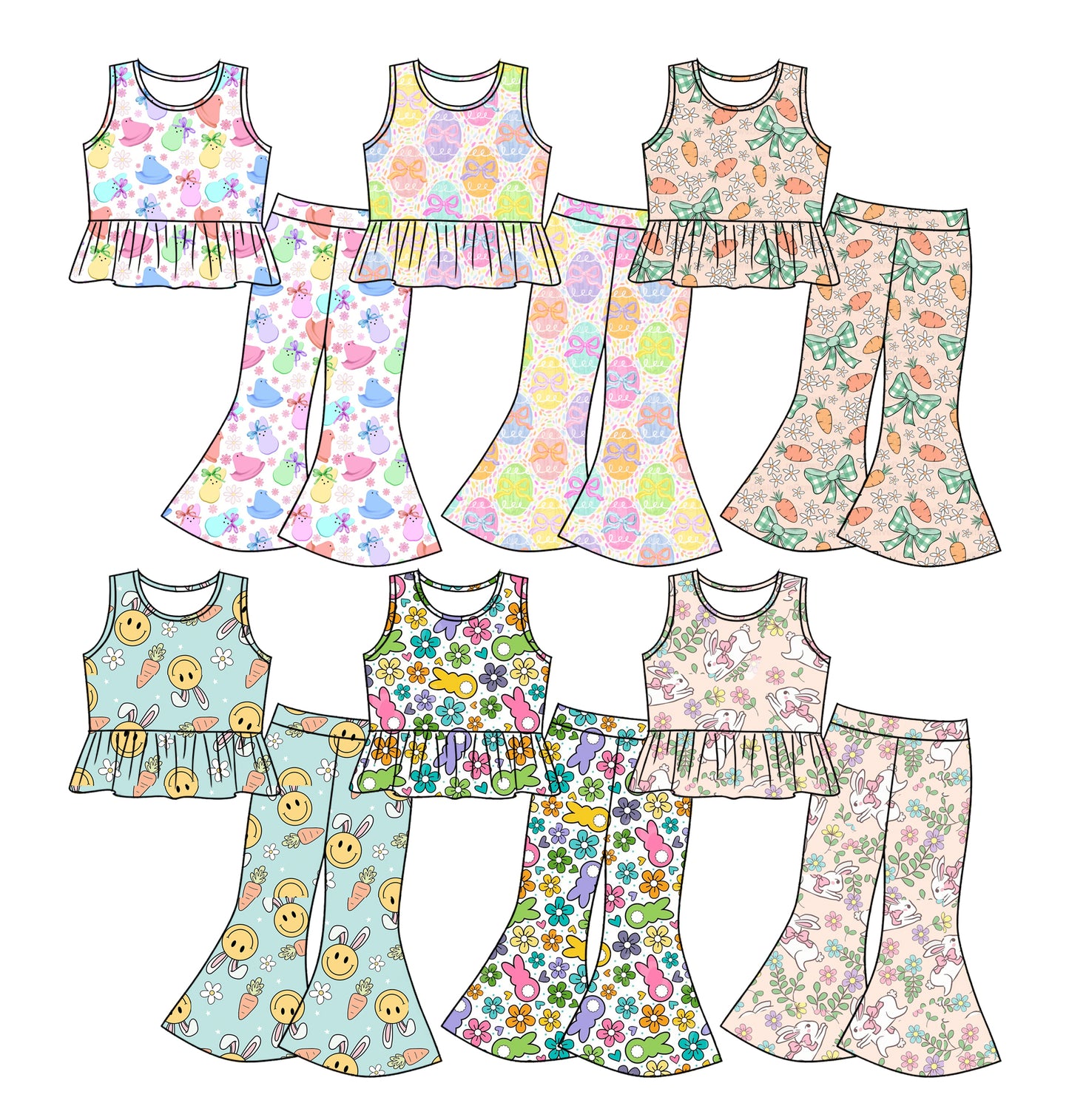 26.1.10 custom each style moq 5 eta 6-8week Sibling Sisters easter baby girl clothes short sleeve pants sets 6 match family design