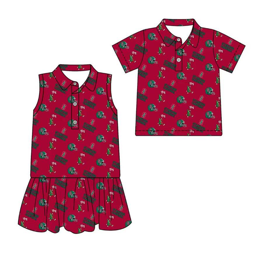 Custom moq 5 mix size milk silk summer teams Red Sleeveless Dress for Baby Girl Short-Sleeved Polo Shirt for Boy
