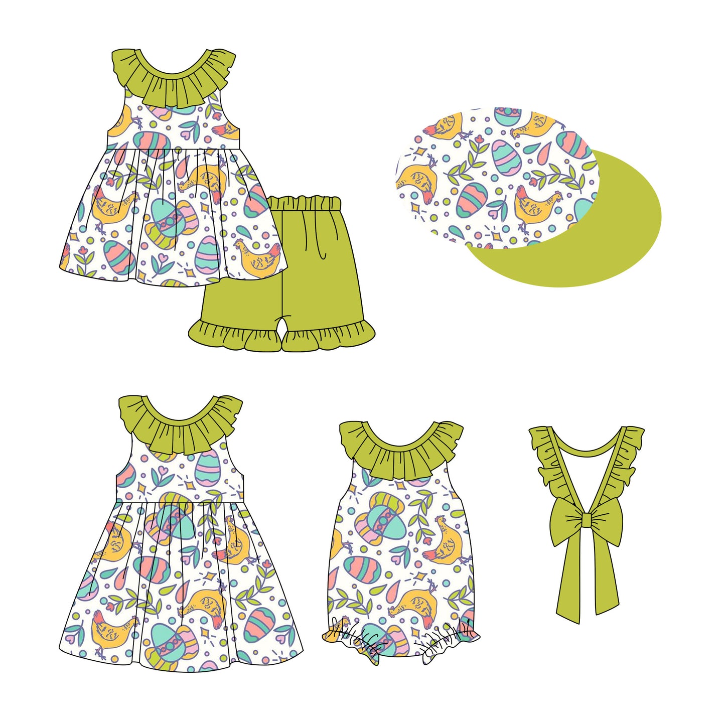 2.20 custom each style moq 5eta 4-6week Sibling Sisters baby girl short sleeve shorts sets and dress and rompers match family design