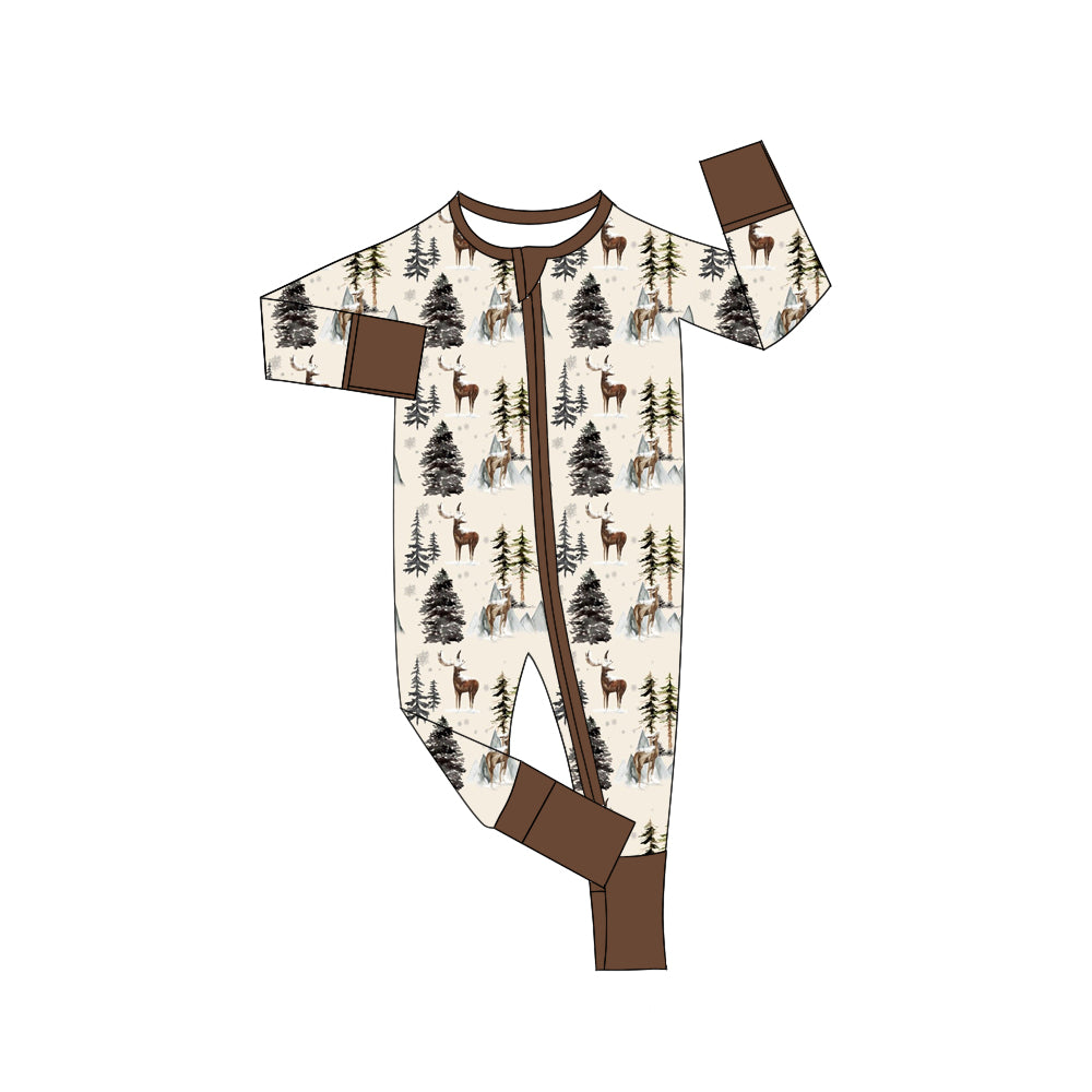 6.8 custom each style moq 5eta 4-6 week Sibling Sister Christmas trees deer boys pajamas outfits and romper match family design