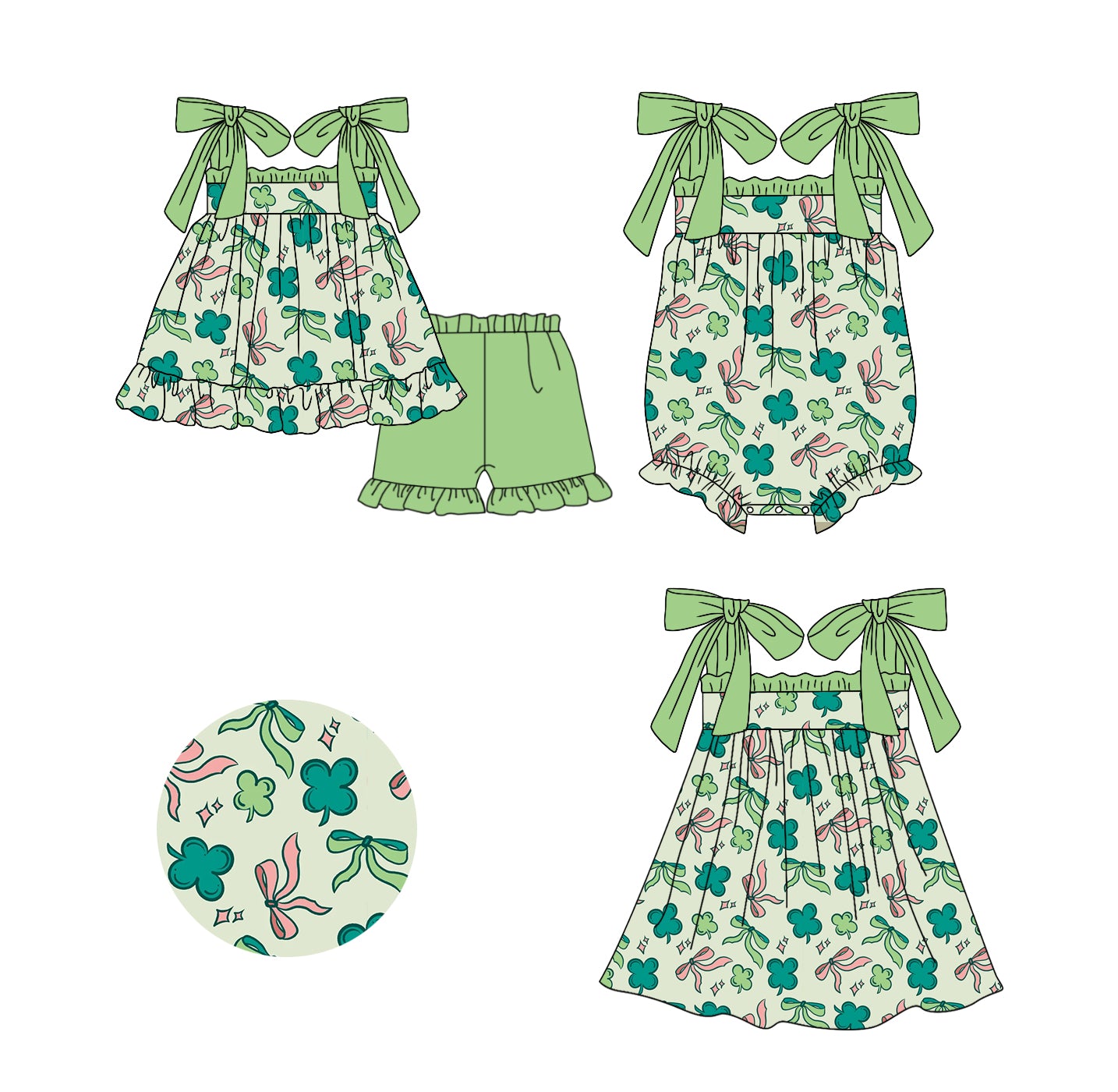 11.20 custom each style moq 5eta 4-6week Sibling Sister bow baby girl short sleeve shorts sets and dress and rompers match family design